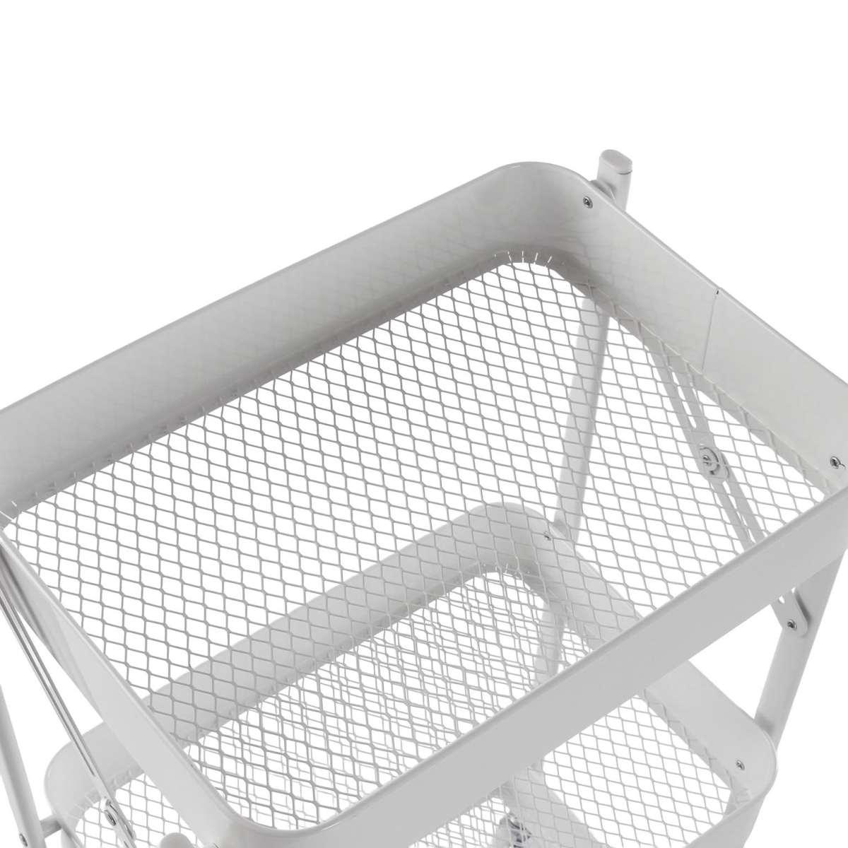 Carrello pieghevole portatutto in metallo 3 ripiani bianco