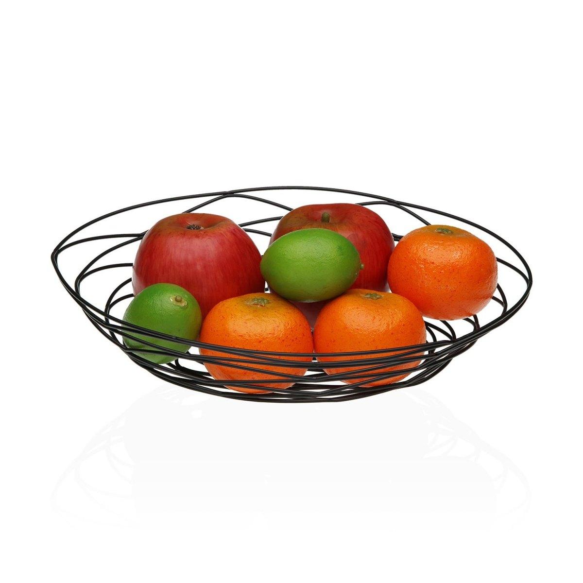 Cesto portafrutta in metallo ovale nero