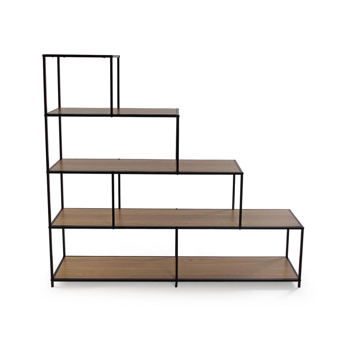 Scaffale a gradini 4 ripiani legno e acciaio