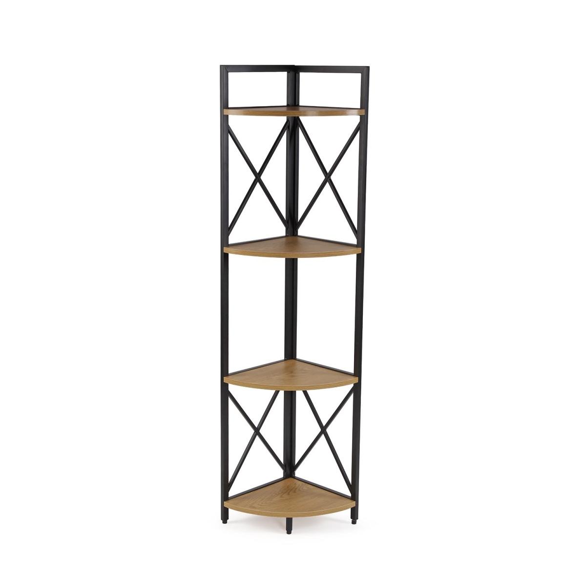 Scaffale angolare a 4 ripiani legno e acciaio