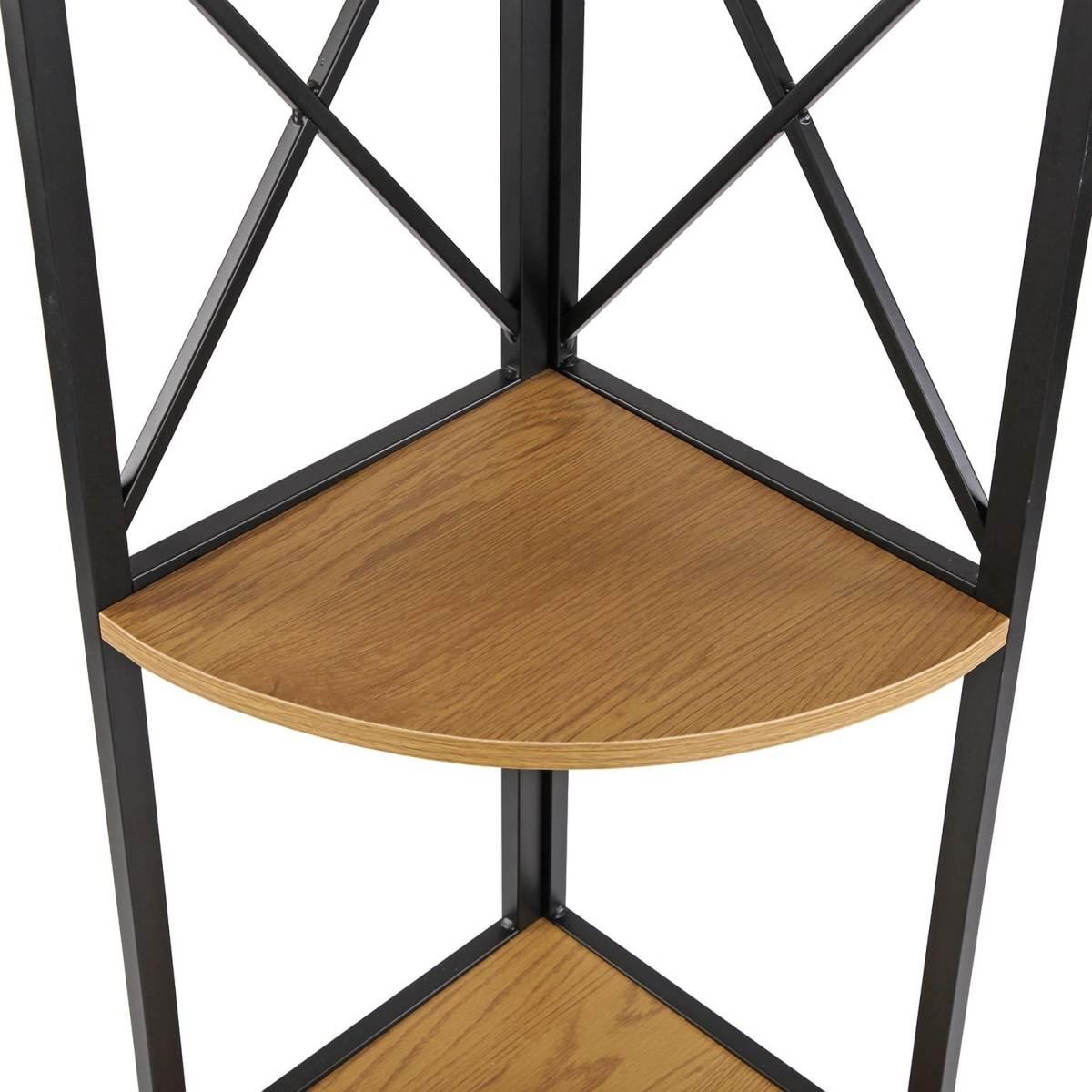 Scaffale angolare a 4 ripiani legno e acciaio