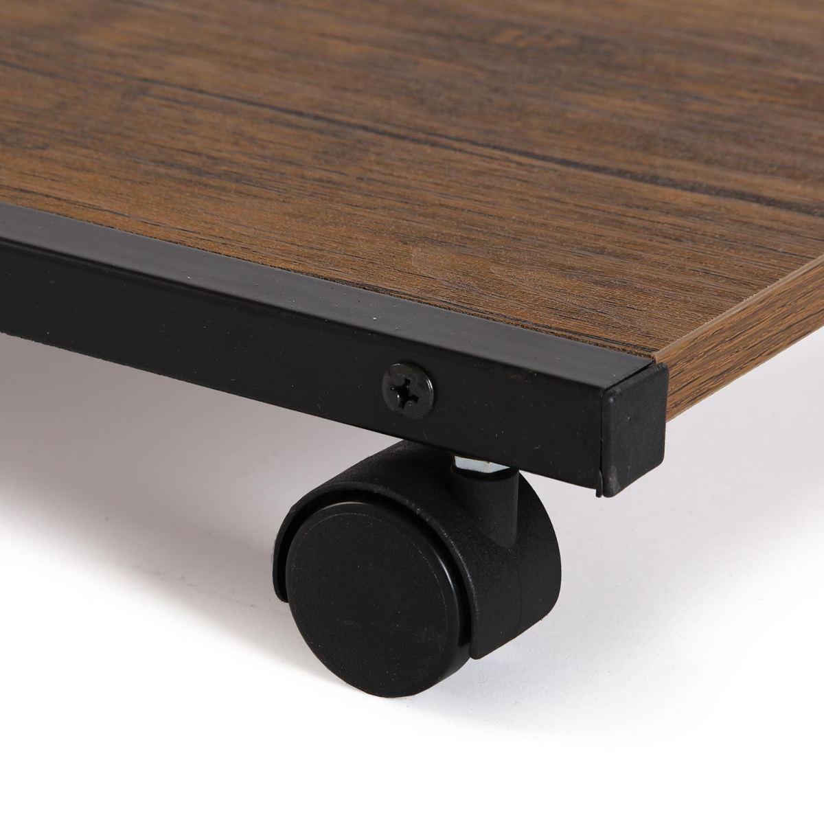 Tavolino nero in legno e metallo con ruote nero