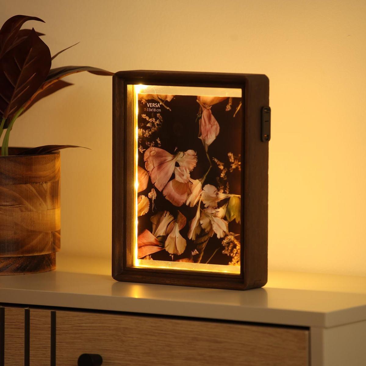 Cornice portafoto in legno con luce Remsy 13x18 cm