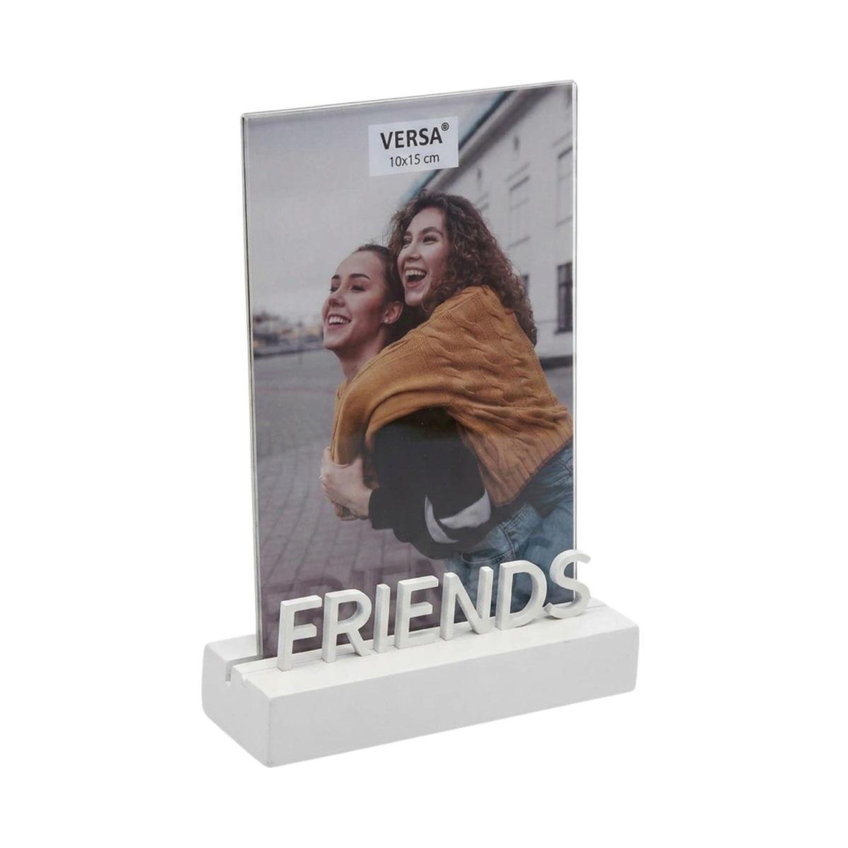 Cornice portafoto a giorno con base in legno Friends 10x15 cm