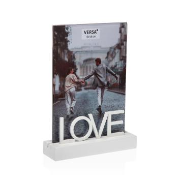 Cornice portafoto a giorno con base in legno Love 13x18 cm