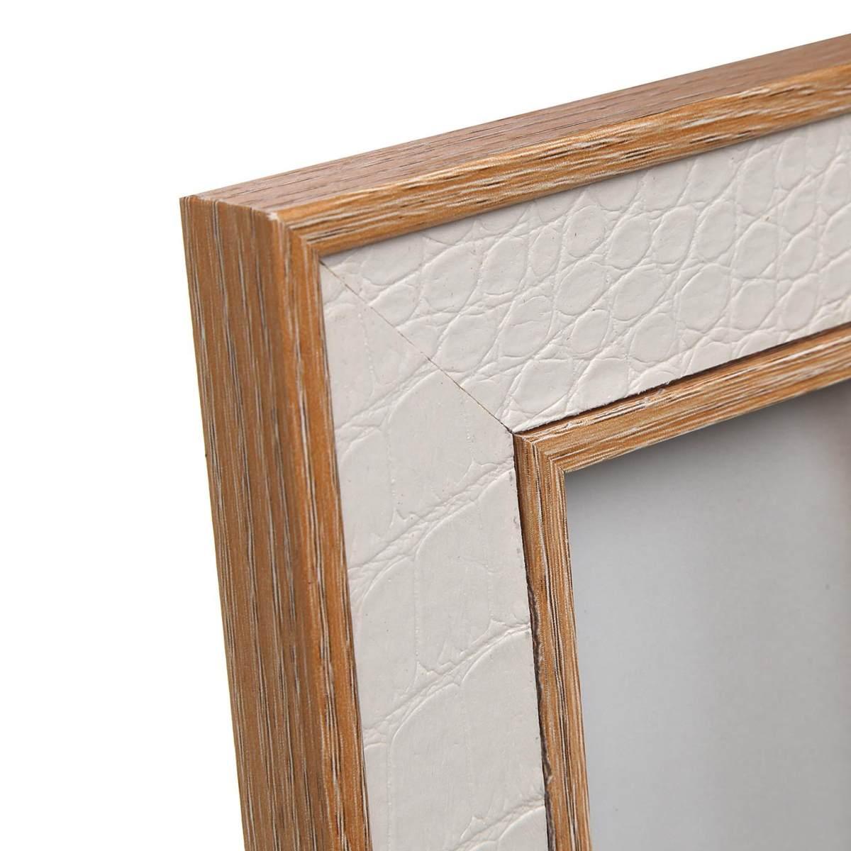 Cornice portafoto in mdf bianco e naturale 15x20 cm