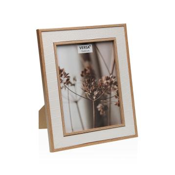 Cornice portafoto in mdf bianco e naturale 15x20 cm