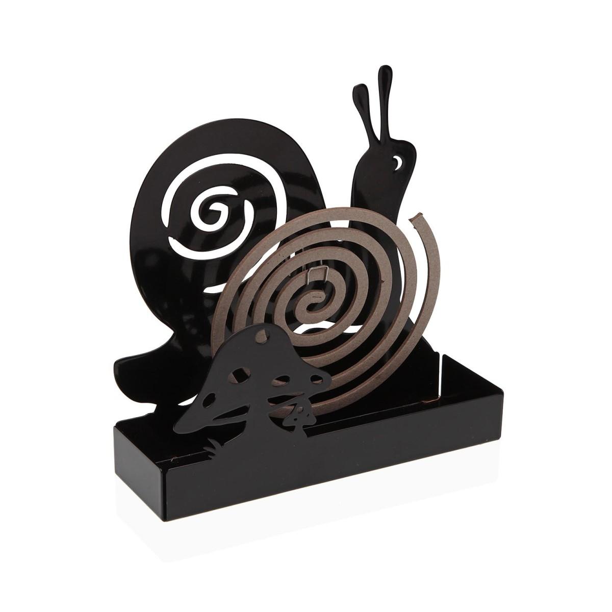 Porta spirale antizanzara supporto in metallo lumaca nero