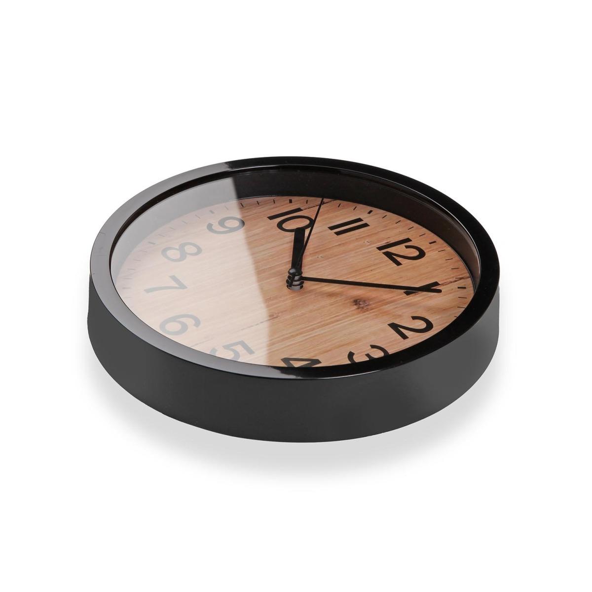 Orologio da parete in plastica effetto legno movimento silenzioso 22 cm