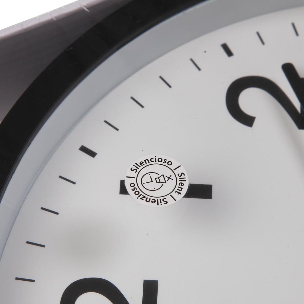 Orologio da parete in plastica nero movimento silenzioso 22 cm