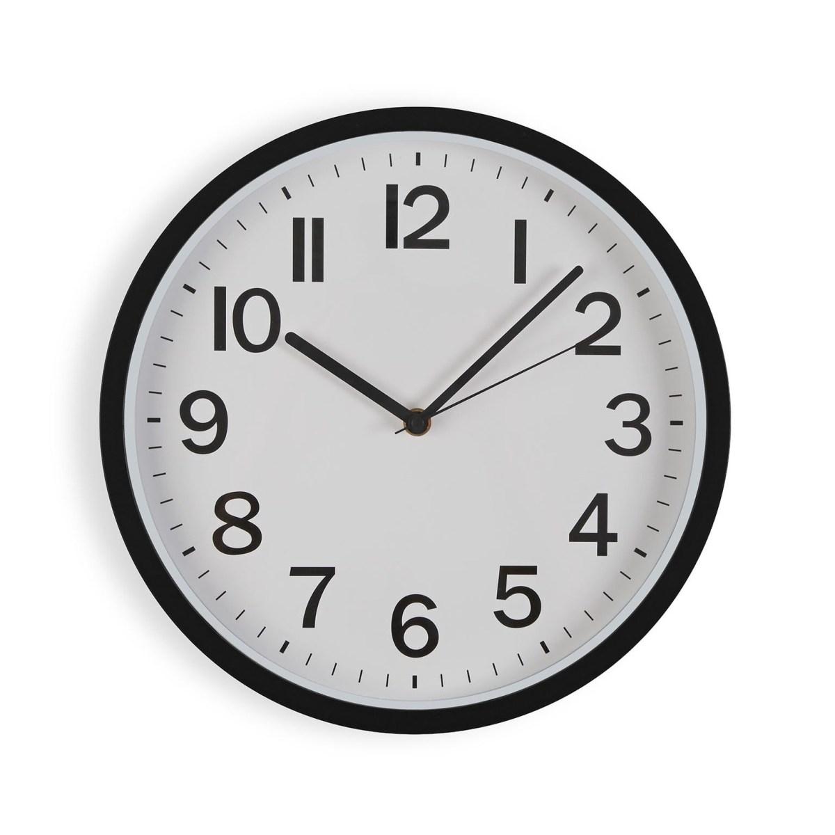 Orologio da parete in plastica nero movimento silenzioso 30 cm