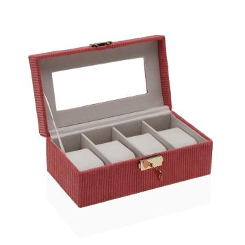 Scatola portaorologi terracotta in mdf 4 posti con finestra