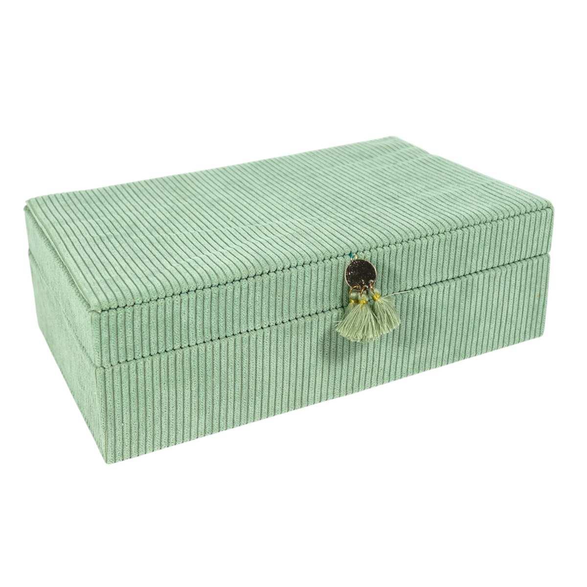 Scatola portagioie e portaorologi in mdf e velluto verde menta