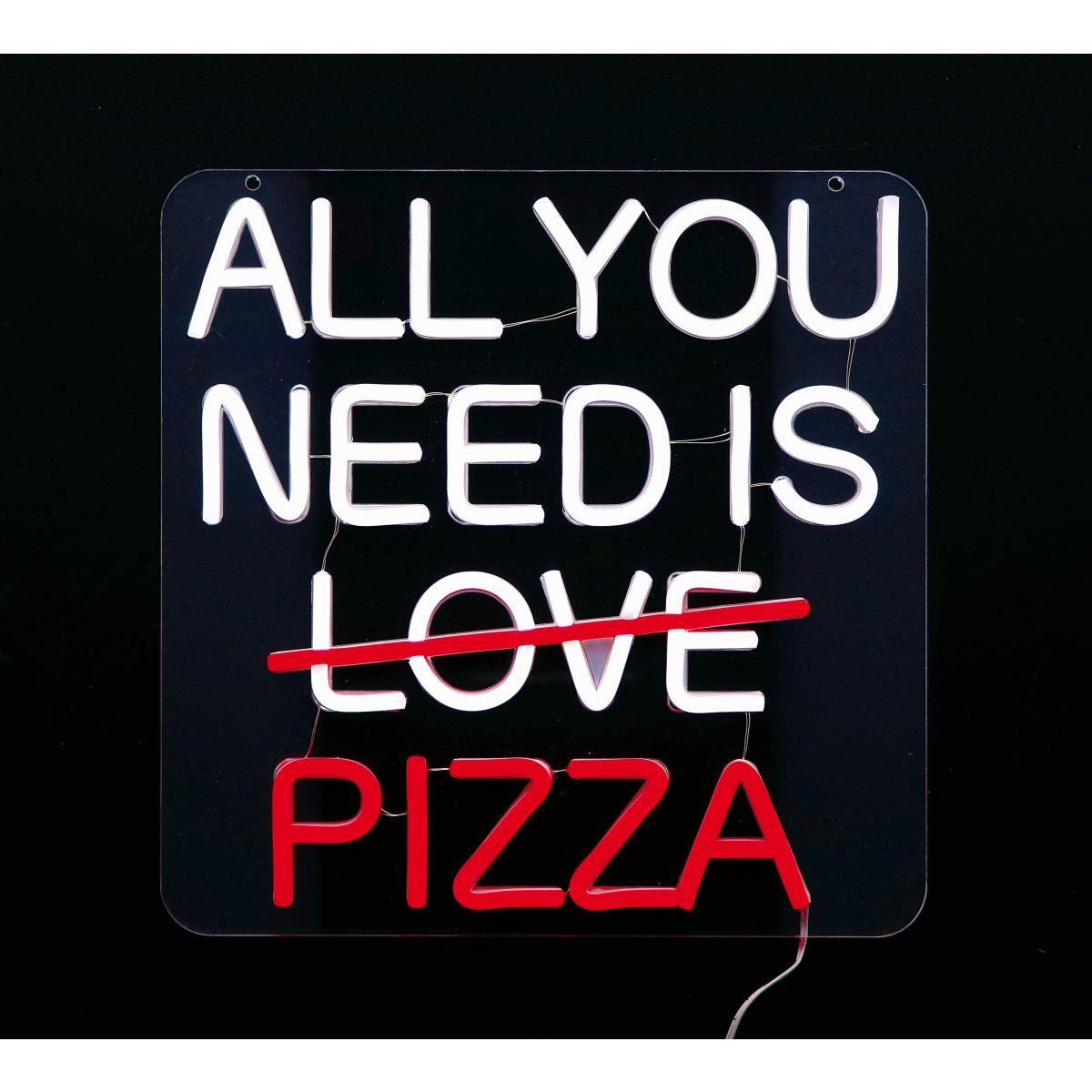 Insegna luminosa neon led modello All you need is love pizza 30x30 cm