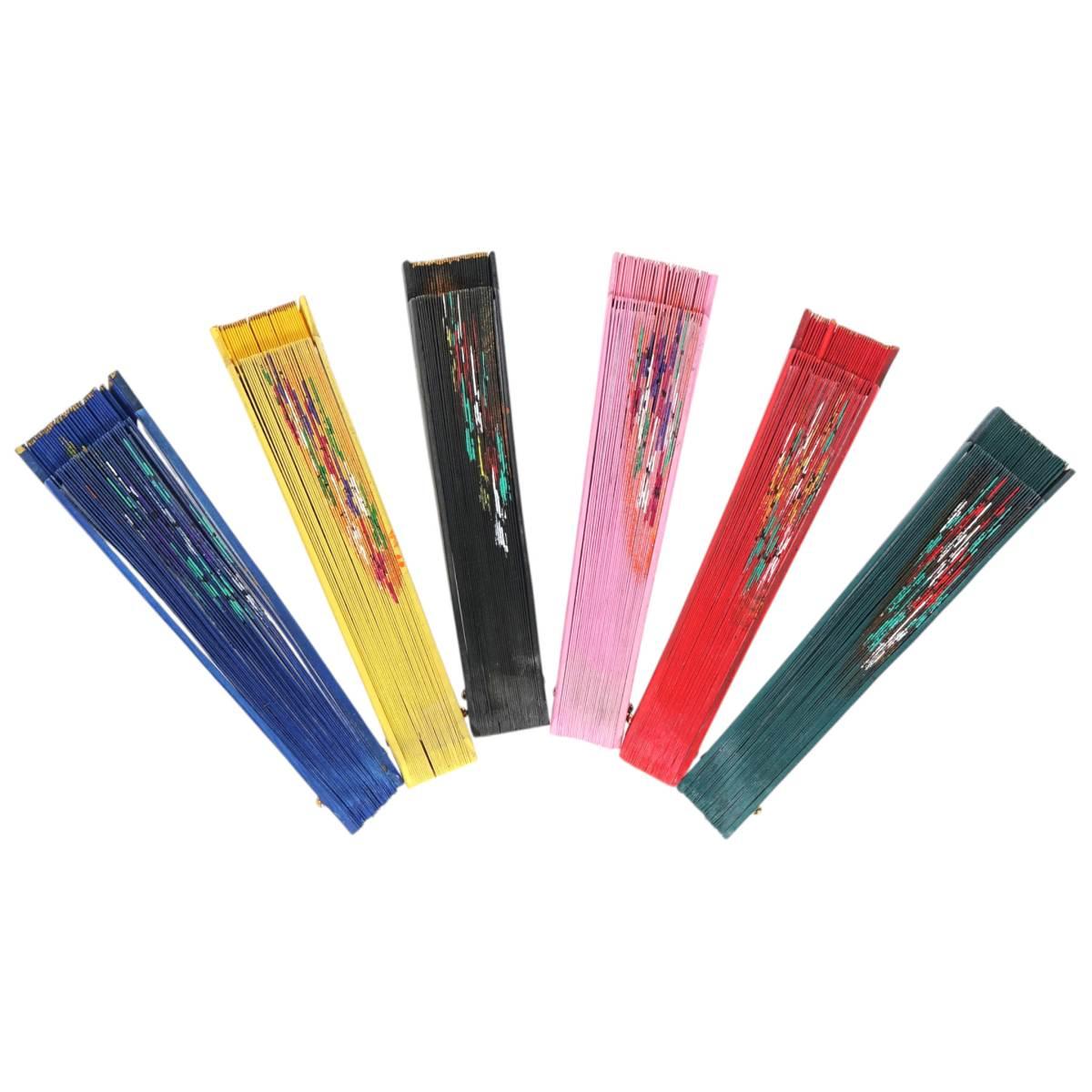Ventaglio in legno dipinto a mano con decorazione farfalle colori assortiti d.43 cm