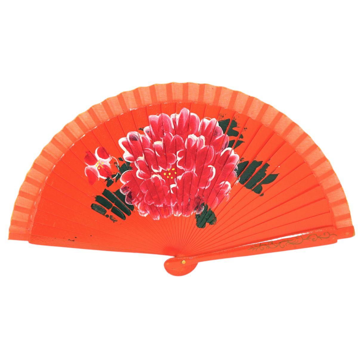 Ventaglio in legno dipinto a mano decorazione floreale colori assortiti d.34 cm