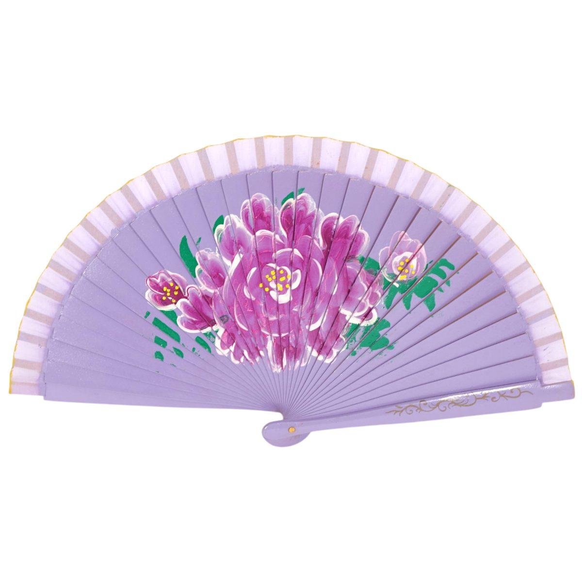 Ventaglio in legno dipinto a mano decorazione floreale colori assortiti d.34 cm