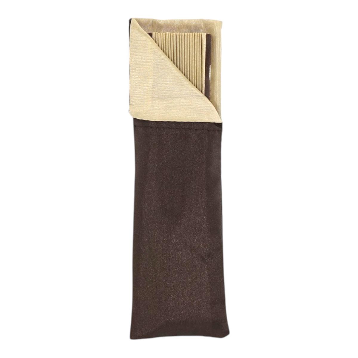 Ventaglio bicolore marrone e beige con dettaglio laterale e nappina decorativa d.27 cm