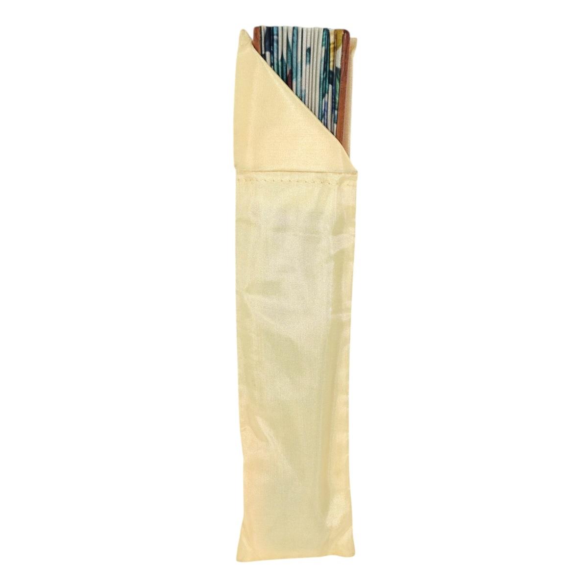Ventaglio con stampa botanica e nappina decorativa d.43 cm