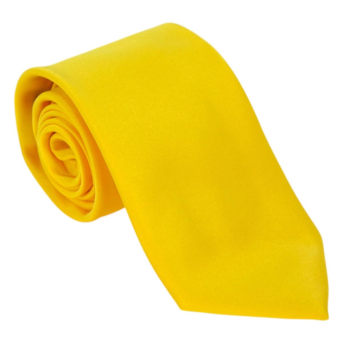 Cravatta classica uomo tinta unita liscia raso tonalità del giallo