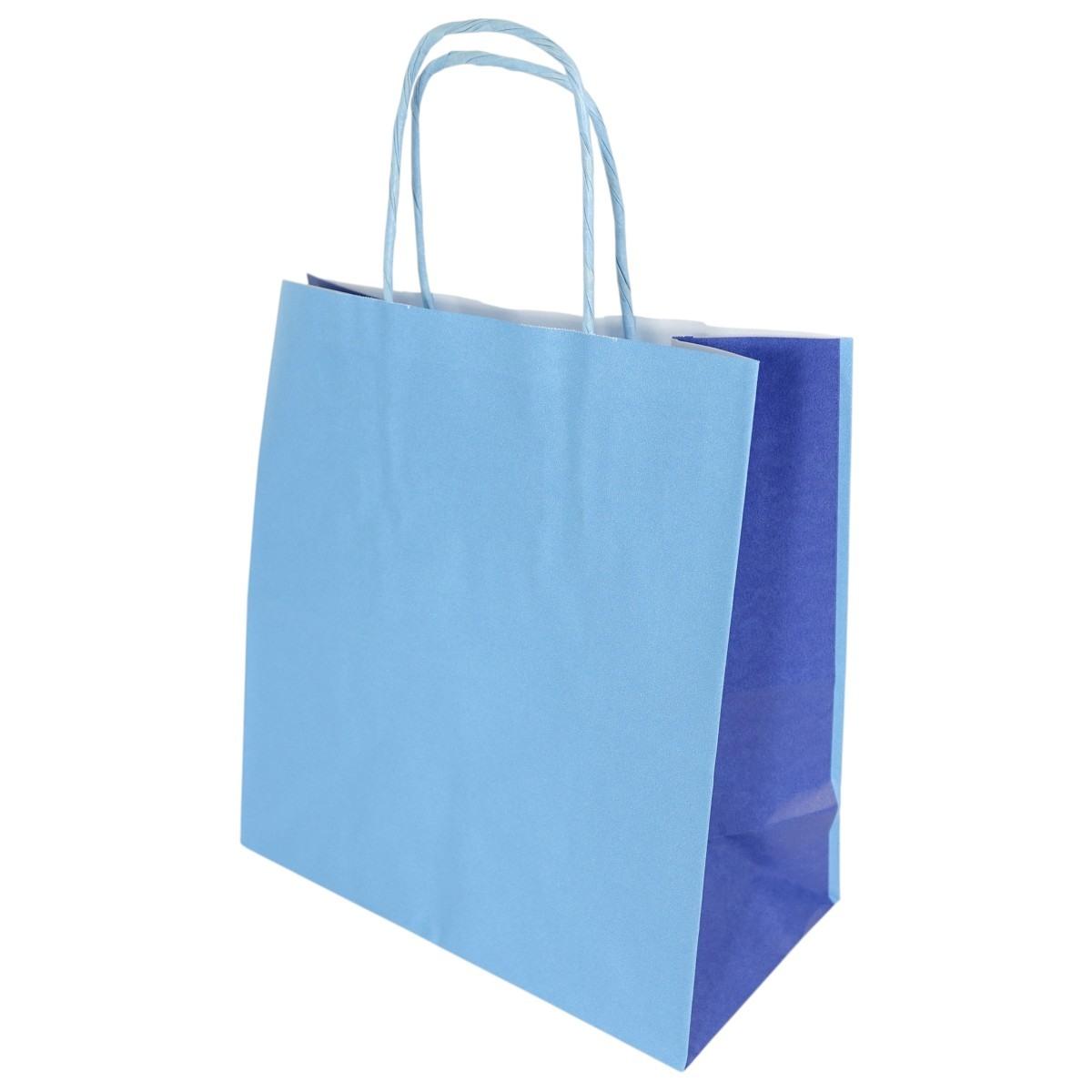 Shopper in carta h.21 x l.20 x p.10 cm bicolor azzurro