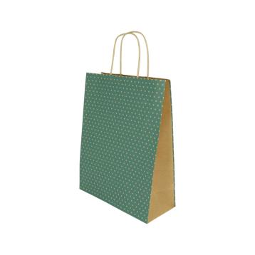 Shopper in carta colore verde a pois h.37 x l.27 x p.12 cm