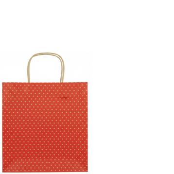 Shopper in carta h.37 x l.27 x p.12 cm colore rosso fantasia pois
