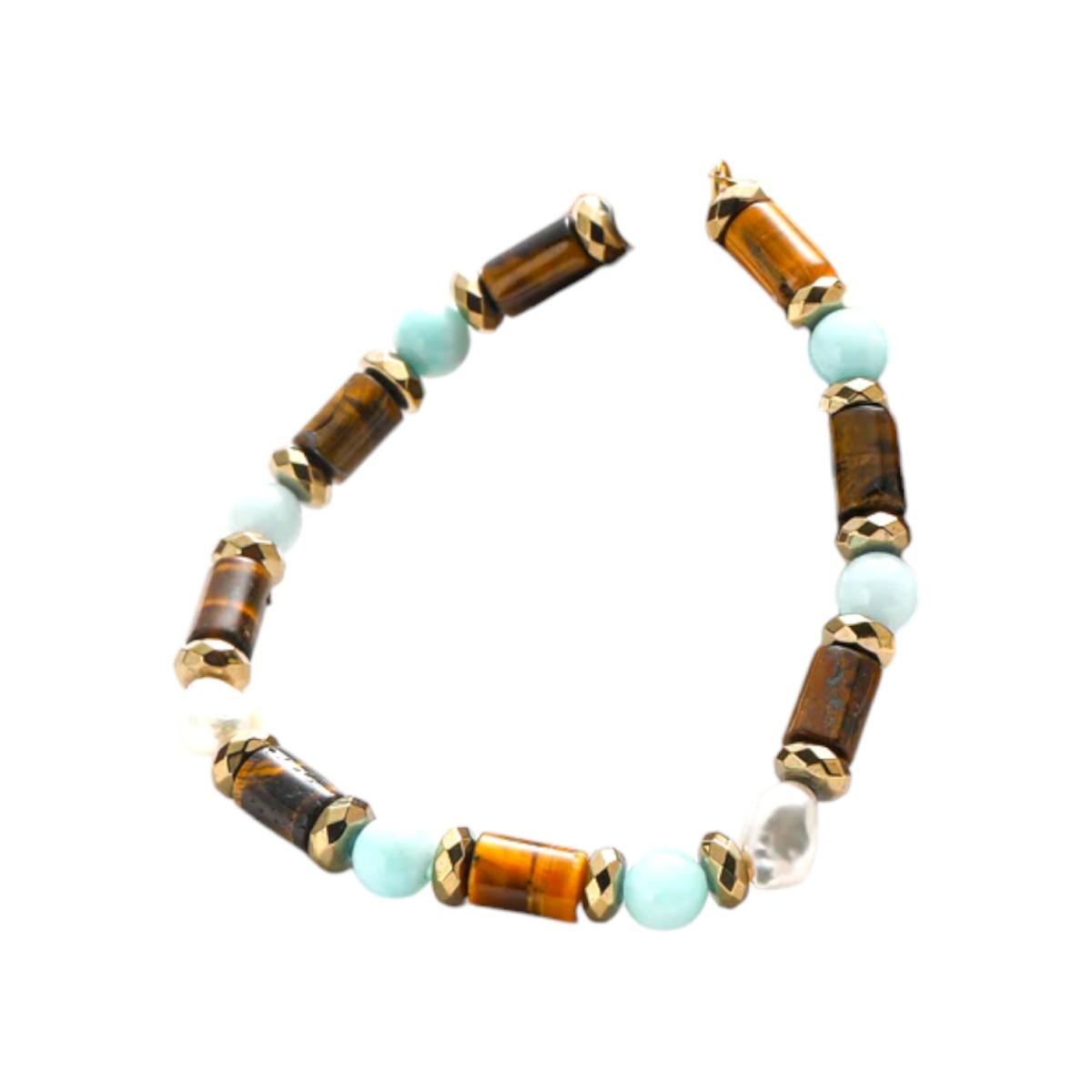 Bracciale donna perla di fiume e pietra dura