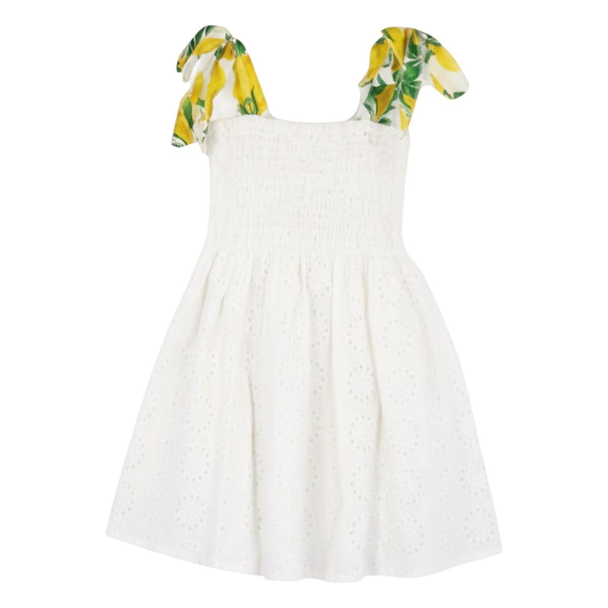 Vestitino bimba in cotone con bretelline fantasia limoni Twiggy