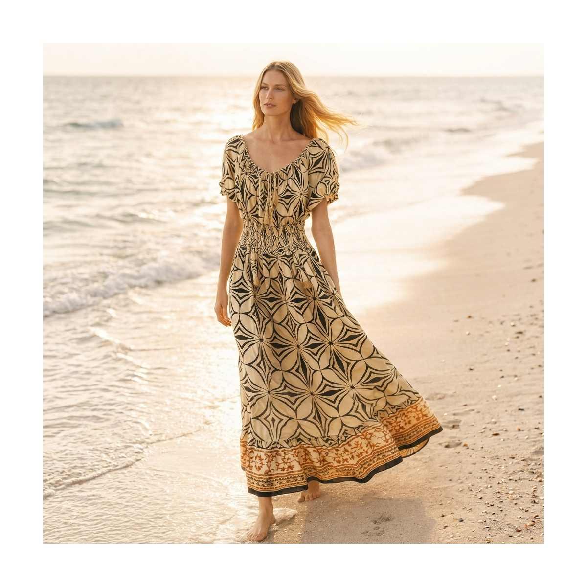 Copricostume lungo donna in cotone fantasia etnic chic Twiggy