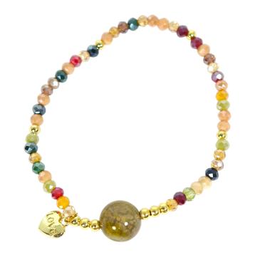 Bracciale donna con pietre da 10 mm in corniola multicolor