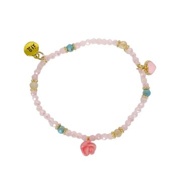 Bracciale donna con pietre in vetro kunzite con rosa