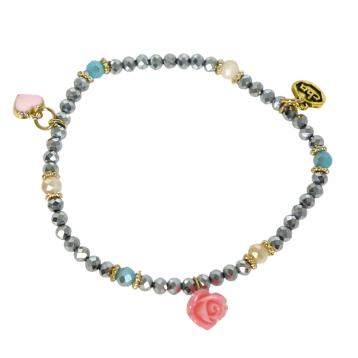 Bracciale donna con pietre in vetro silver con rosa