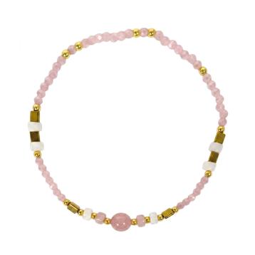 Bracciale donna con pietre in quarzo rosa
