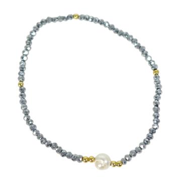 Bracciale donna con pietre silver e perla