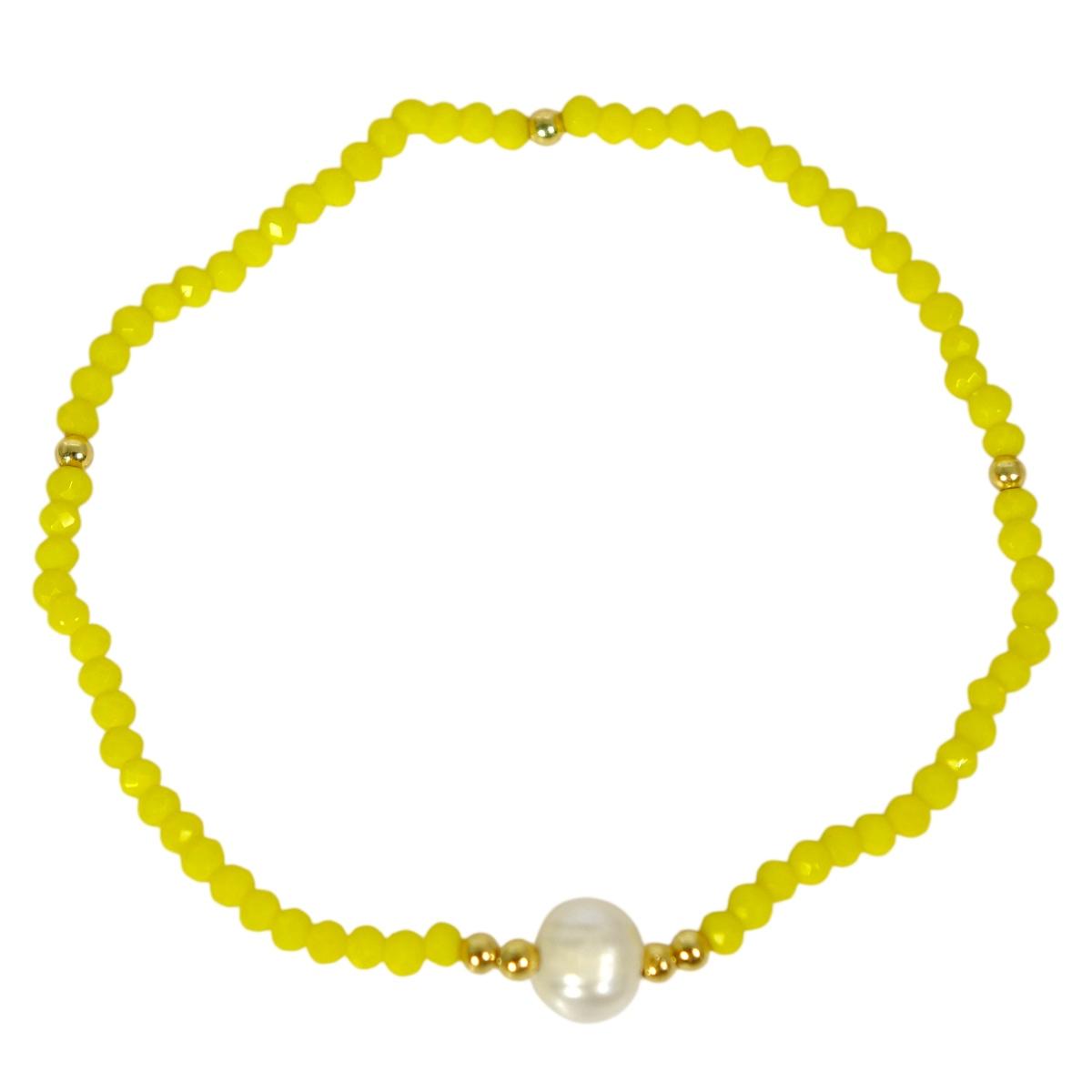 Bracciale donna con pietre gialle e perla