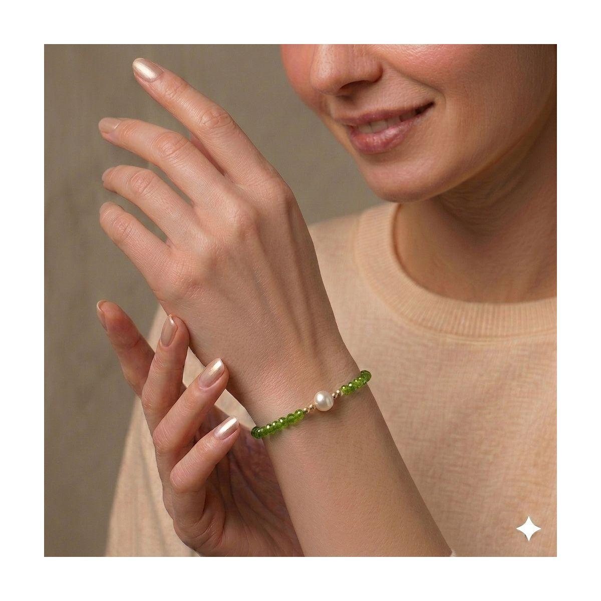 Bracciale donna con pietre in peridot e perla