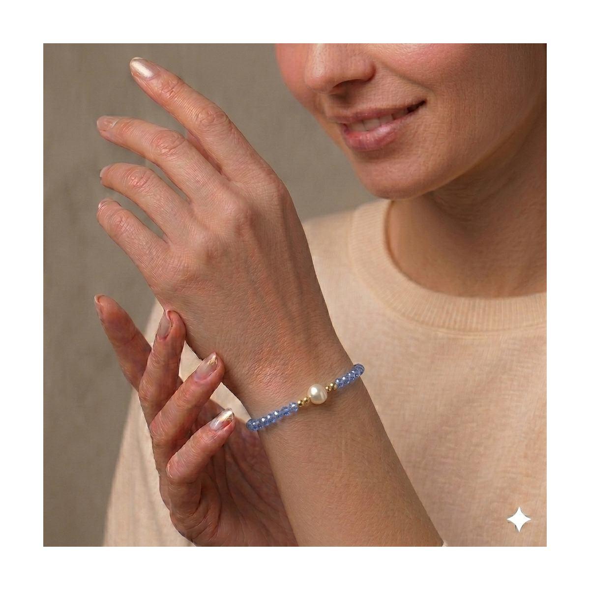 Bracciale donna con pietre in zaffiro e perla