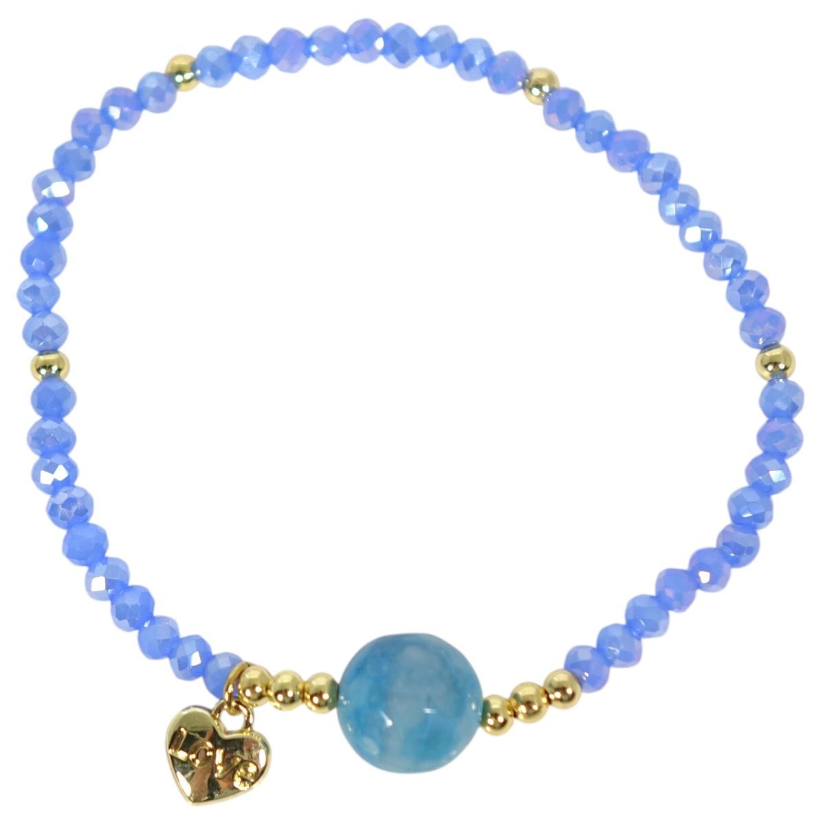 Bracciale donna con pietre da 10 mm in agata blu trasparente