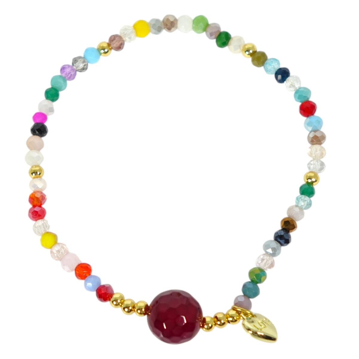 Bracciale donna con pietre da 10 mm in agata rubino multicolor