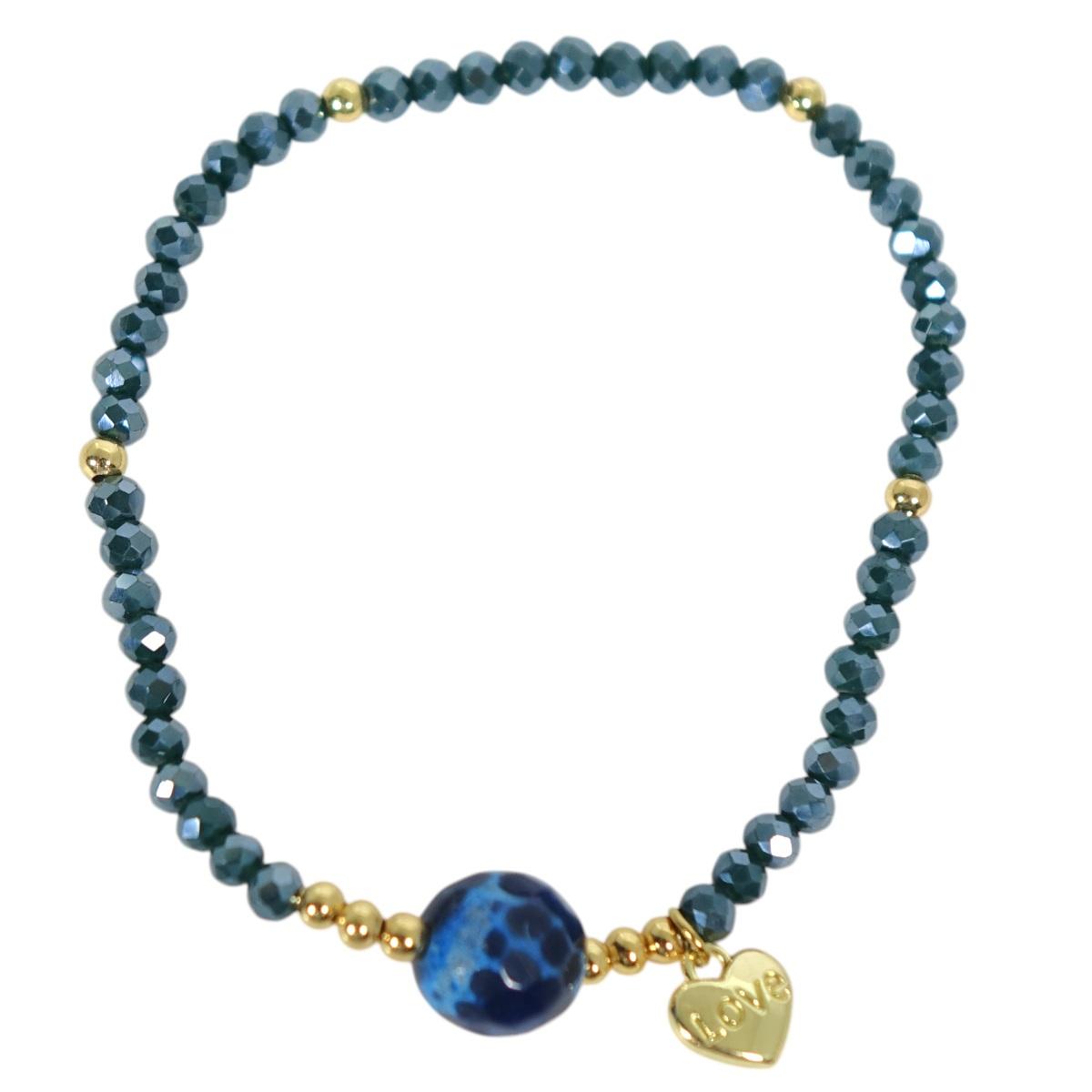 Bracciale donna con pietre da 10 mm in agata zaffiro