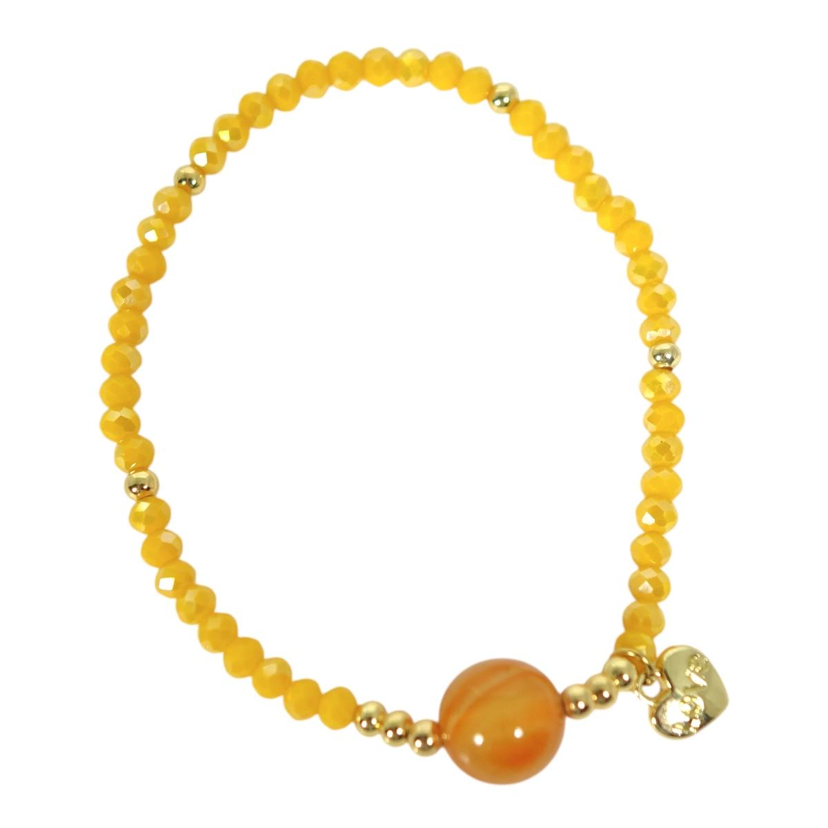 Bracciale donna con pietre da 10 mm di corniola giallo ocra