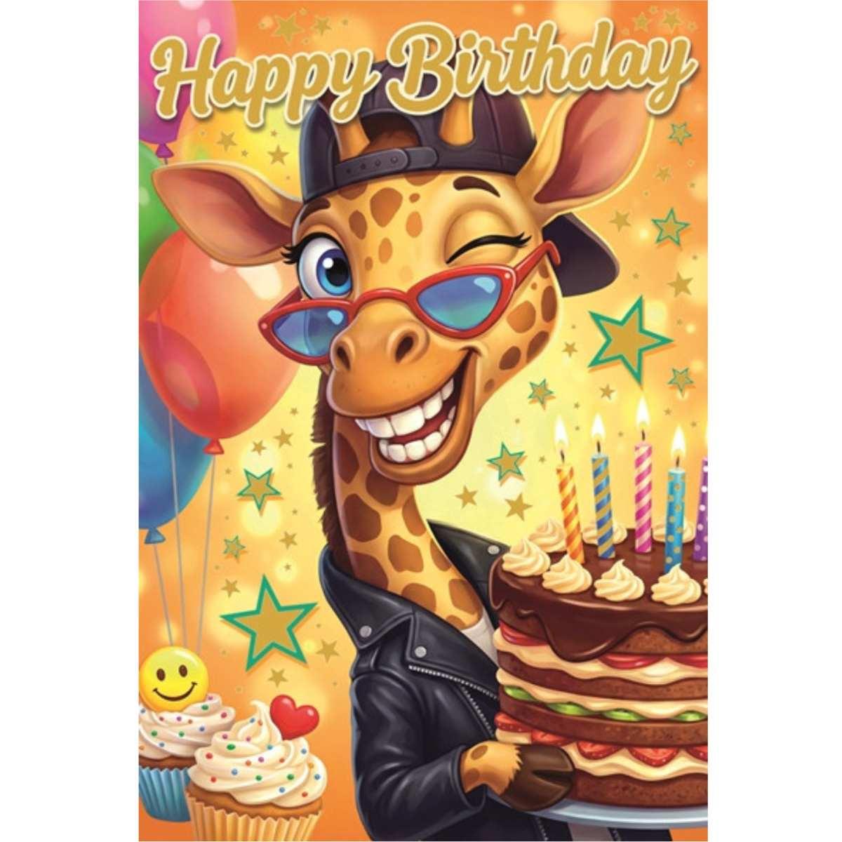 Biglietto auguri divertenti scimmia e giraffa