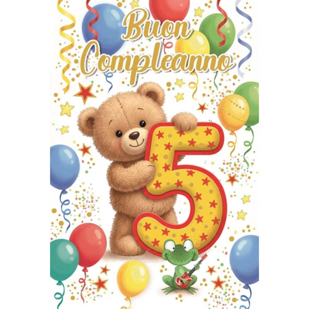 Biglietto auguri bimbi 4 e 5 anni con animaletti
