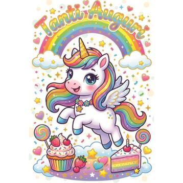 Biglietto auguri classico e unicorno