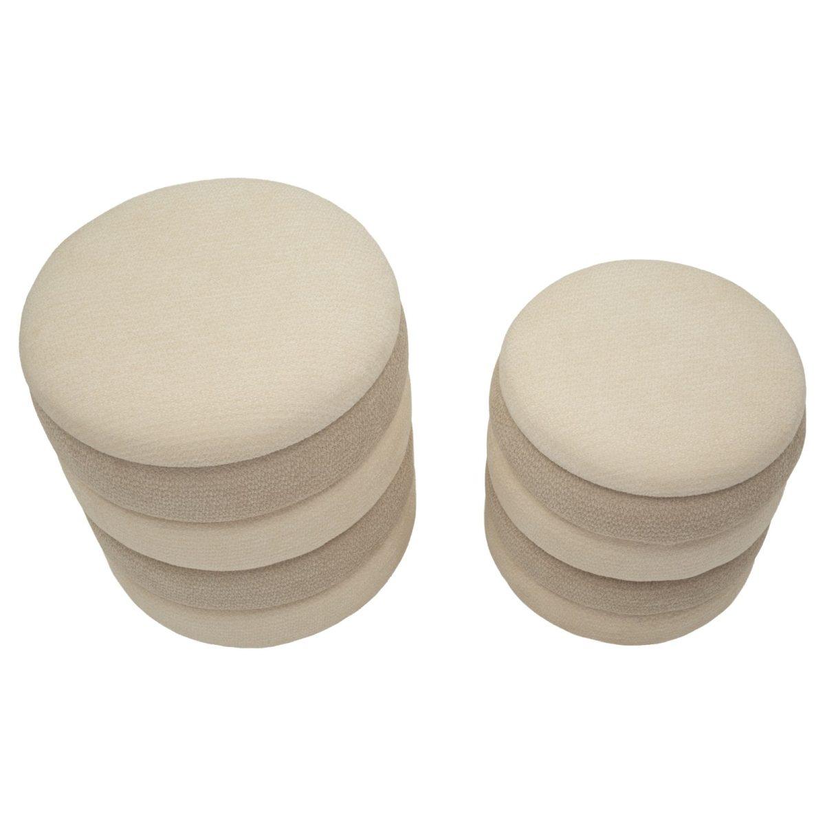 Pouf c/contenitore warsaw coppia natural cm Ø 44x47-35x39