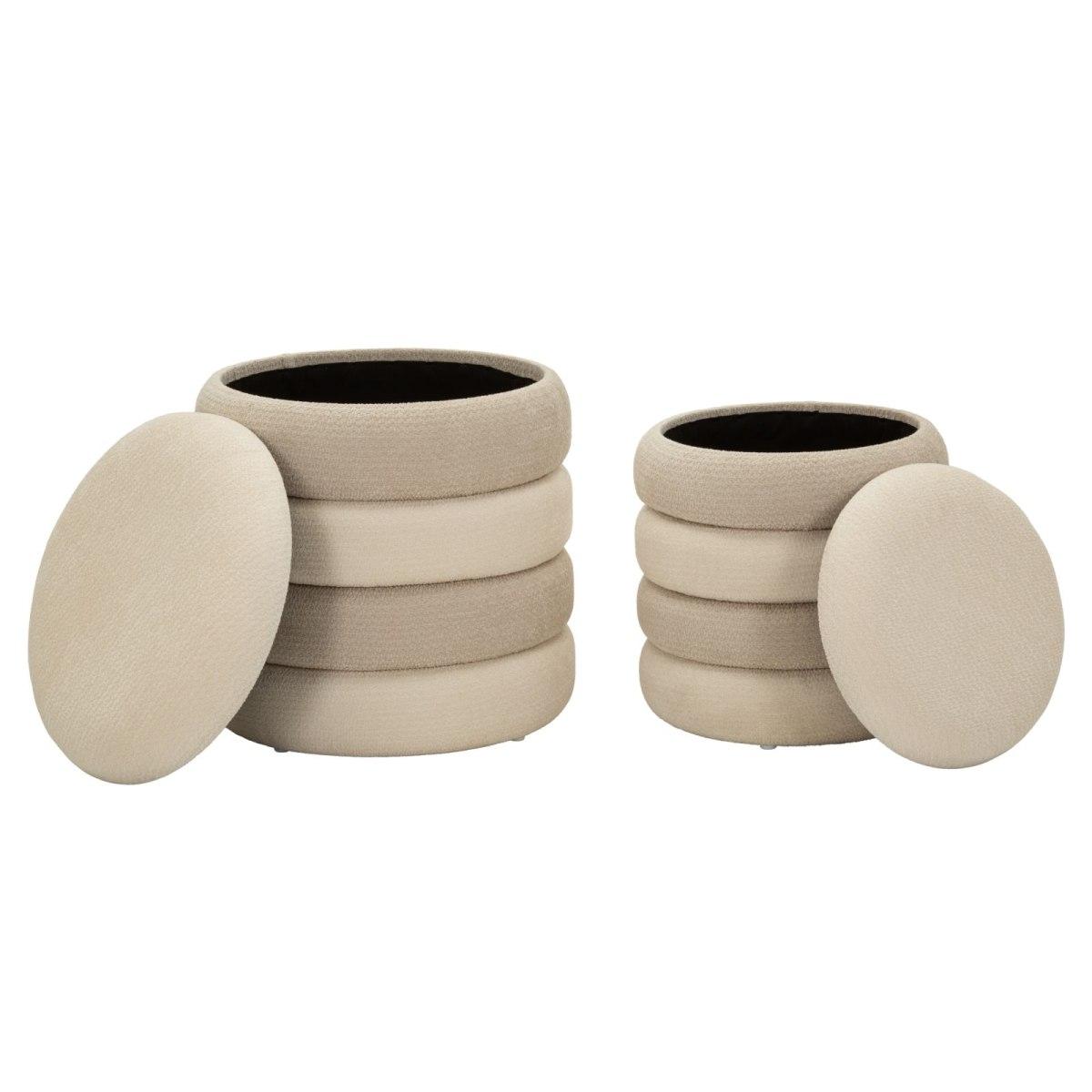 Pouf c/contenitore warsaw coppia natural cm Ø 44x47-35x39