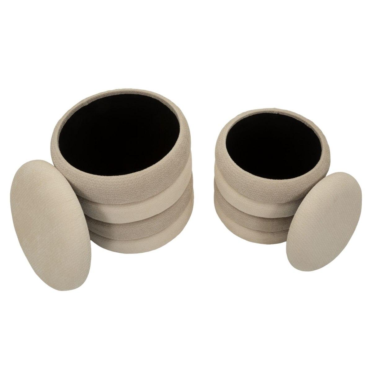Pouf c/contenitore warsaw coppia natural cm Ø 44x47-35x39