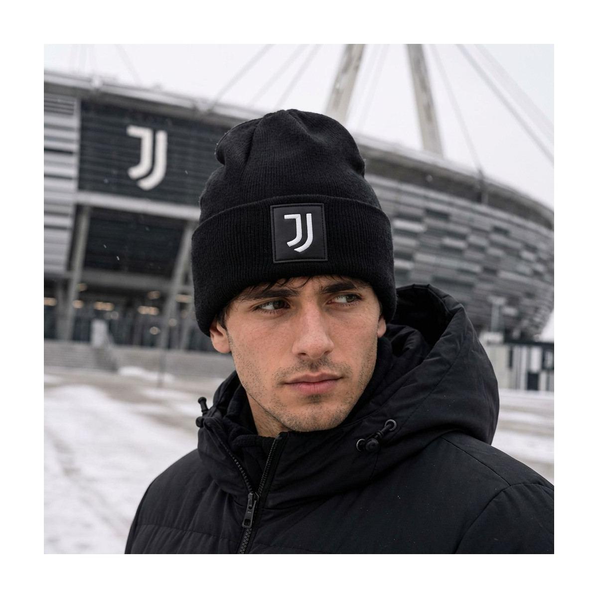 Cappello skipper uomo in maglia liscia con patch in pelle ufficiale Juventus
