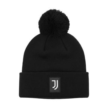 Cappello pon pon uomo in maglia liscia con patch in pelle ufficiale Juventus